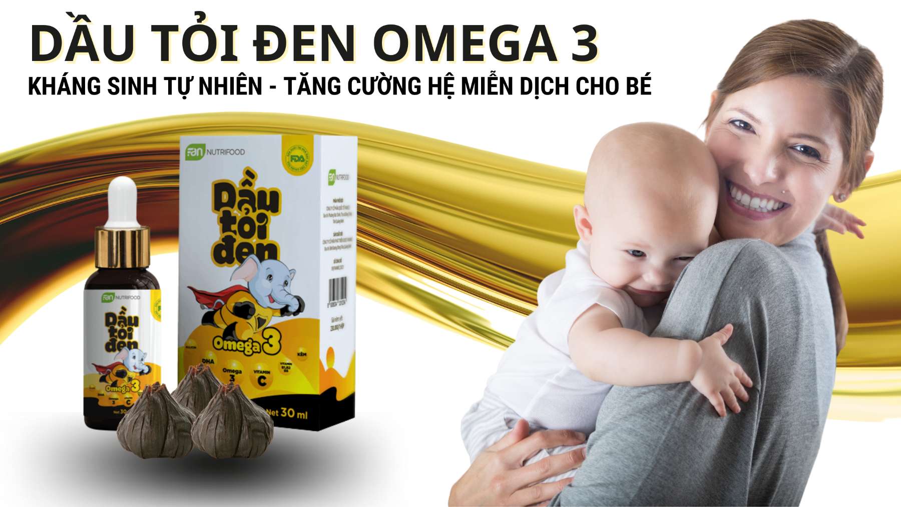 Dầu tỏi đen Omega 3, tăng sức đề kháng cho mẹ và bé